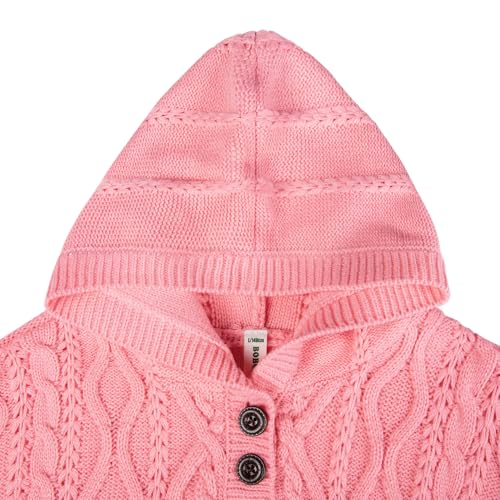 Image of BOBOYOYO Cape for Girls Button Hooded Cable Knit Poncho Sweaters Kids Shawl