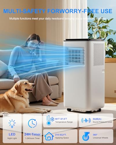 Image of 10,000 BTU Portable Air Conditioners for Rooms Up To 450 Sq.Ft. Portable AC, Dehumidifier, 24H Timer, Sleep Mode & Water level indication, Remote Control & Window Kit