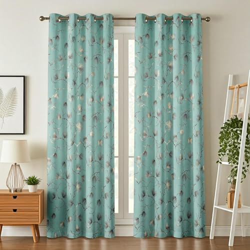 Image of Window Curtains 5 Feet Long for Living Room - Window Curtains Set of 2 Pcs Panel, Velvet Curtain Blackout & Stylish Parda for Home Decor & Office Island Colour - 5 feet (48 x 60 Inch) - 2 Pcs