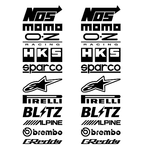22 Pcs Car Sponsor Decals Set, Vinyl Decals Racing Sports Car Stickers by Cus2mize (7" Inches Width Each Decal, Black)