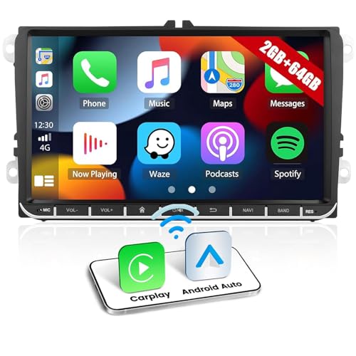2G+64G CAMECHO Android 13 Autoradio mit Navi für VW Golf 5 Polo Skoda Caddy,mit