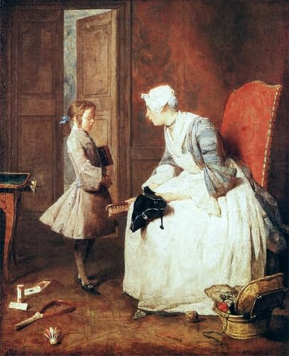 Cuadro de lienzo de la institutriz de Chardin para decoración artística de salones, 60x90cm