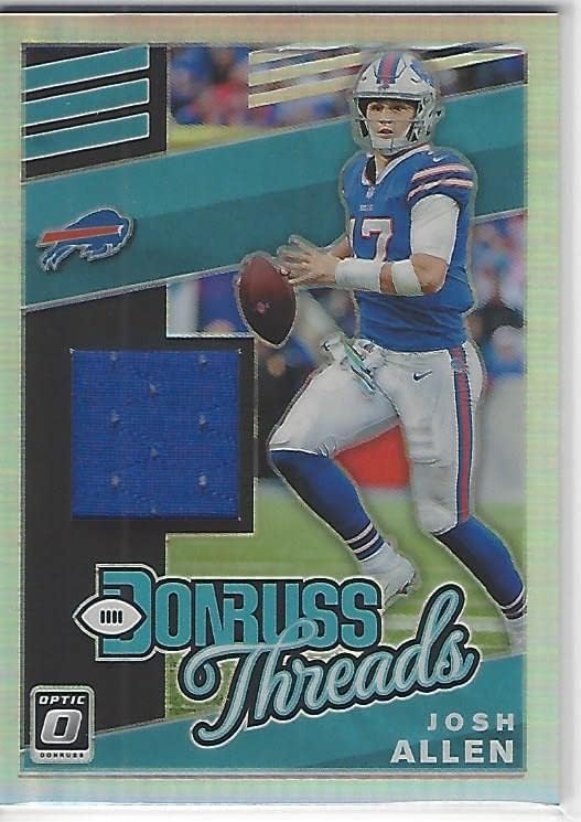 2019 Panini Optic Donruss Threads Jersey Usada en el Juego Josh Allen Tarjeta de Fútbol Buffalo Bills GU Usada Reliquia Azul Holo Prizm