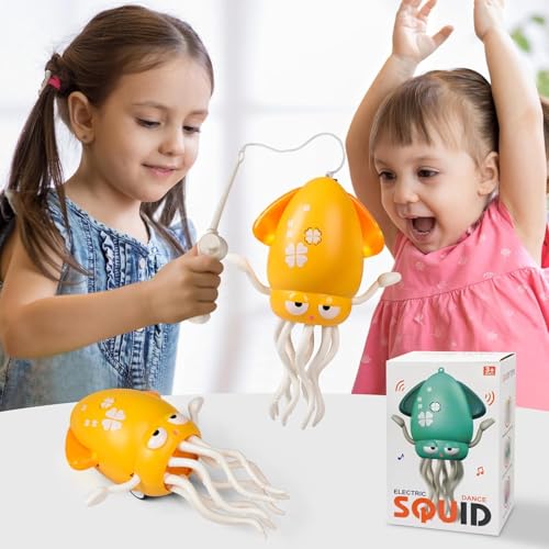 Image of WireScorts Electric Dancing Octopus Toy with Led Light and Music, Playful Automatic Evasion Crawling Dancing Octopus with Fishing Rod, Smart Tentacle Explorer Dancing Squid Toy Baby Toys - Multi Color