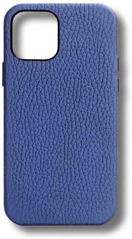 Étui en cuir iPhone 12 KANUZ - Protection antichoc élégante motif litchi bleu pour votre mobile