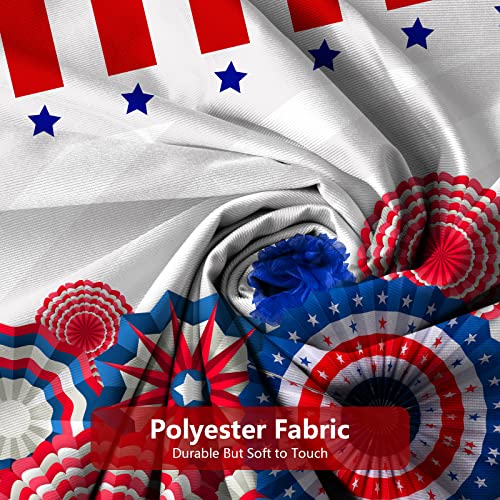 Aprophic 4Th Of July Shower Curtain For Bathroom Patriotic Independence Day American Flag Star Swirl Decoration Pom Poms Flowers Shower Curtain Set With Hooks 72''X72'' #TOP4