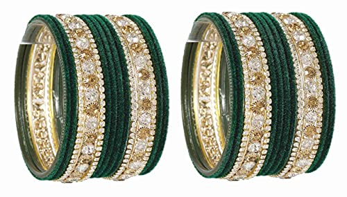 Image of NMII Non Precious Metal, Velvet and Zircon Gemstone Bangle set for Women /Girls