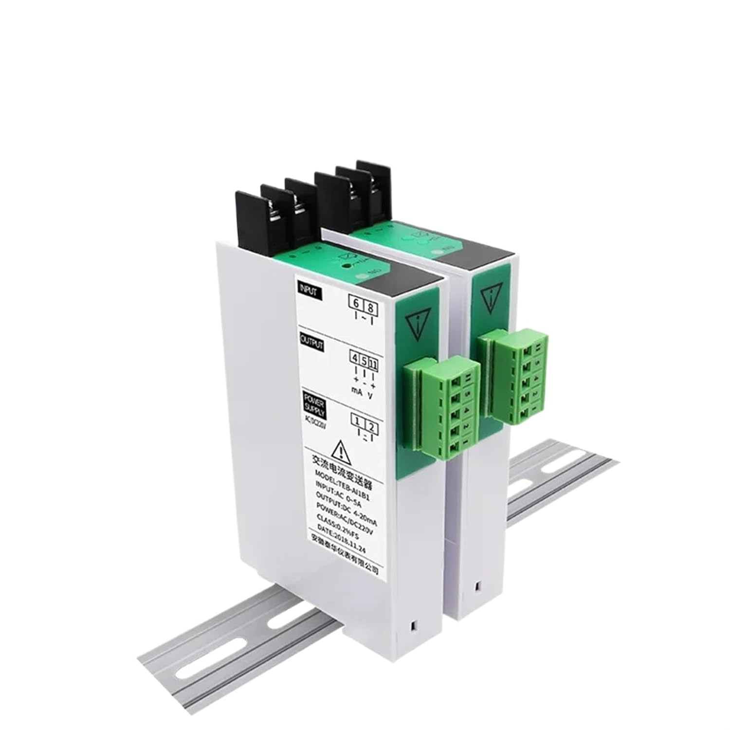 AC Voltage Transmitter 220V Input Power Output AC0-100V 300V 4-20mA 10V TEB Model Signal Isolator 40Hz-60Hz (Color : DC24V, Size : 0-20MA Out_0-500V in)