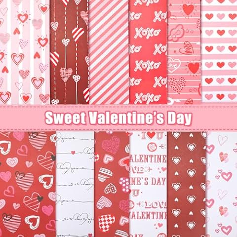 24 Sheets Valentine's Day Scrapbook Paper Cover