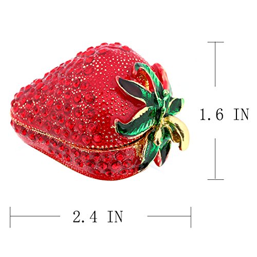 Yu Feng Hinged Trinket Box For Girls, Handmade Red Strawberry Trinket Boxes Decorated For Women (Red Strawberry) #TOP1