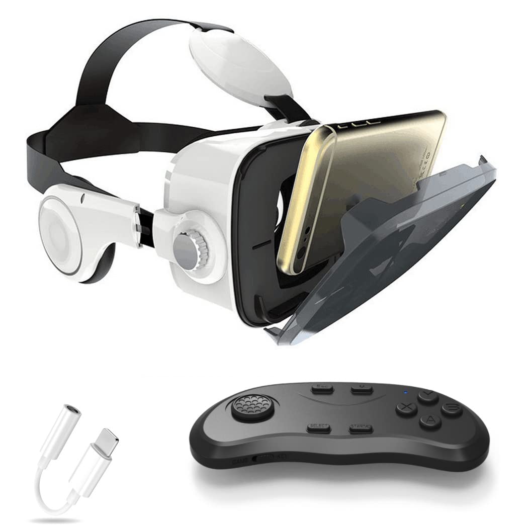 Okulary VR, zestaw słuchawkowy z wirtualnej rzeczywistości, zestawy słuchawkowe VR obsługujące Android i IOS, połączenie Bluetooth do iPhone 13 Pro Max/13 Pro/12/11, do Samsung Galaxy S21, Huawei, Xiaomi