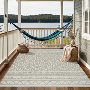 the carpet Calgary - robuster Outdoor Teppich, Flachgewebe, modernes Design, ideal für Küche und Esszimmer, Vintage-Optik, Boho-Style, auch für den Außenbereich, Beige, 140 x 200 cm