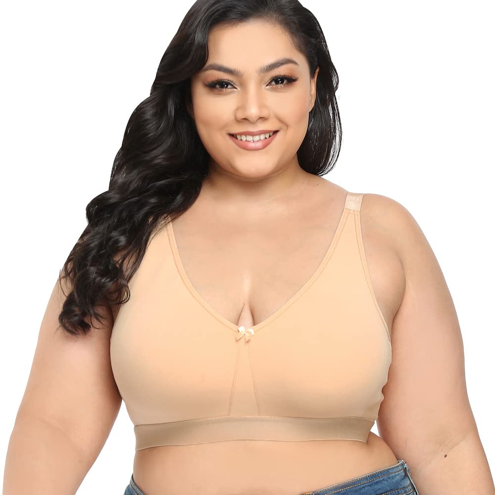 Ayigedu UK Women's Plus Size Bra Full Coverage Non-Wired Non-Padded Minimizer Cotton Bra