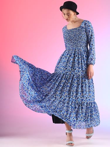 Image of Sheetal Associates Women's Georgette Printed Casual Maxi Fit and Flare Dress