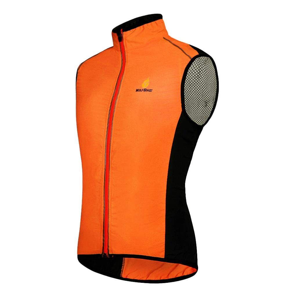 UJEAVETTE® Unisex Reflective Bike Cycling Windproof Vest Running Sports Coat L Orange-image-45