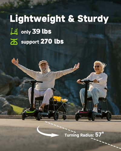Image of SCOOTNGO Mobility Scooters for Seniors & Adults 4 Wheel Travel Mobility Scooter Airline Approved with Two Batteries, Lightweight, Foldable, No Assembly Needed (Black Yellow, Dual Batteries)