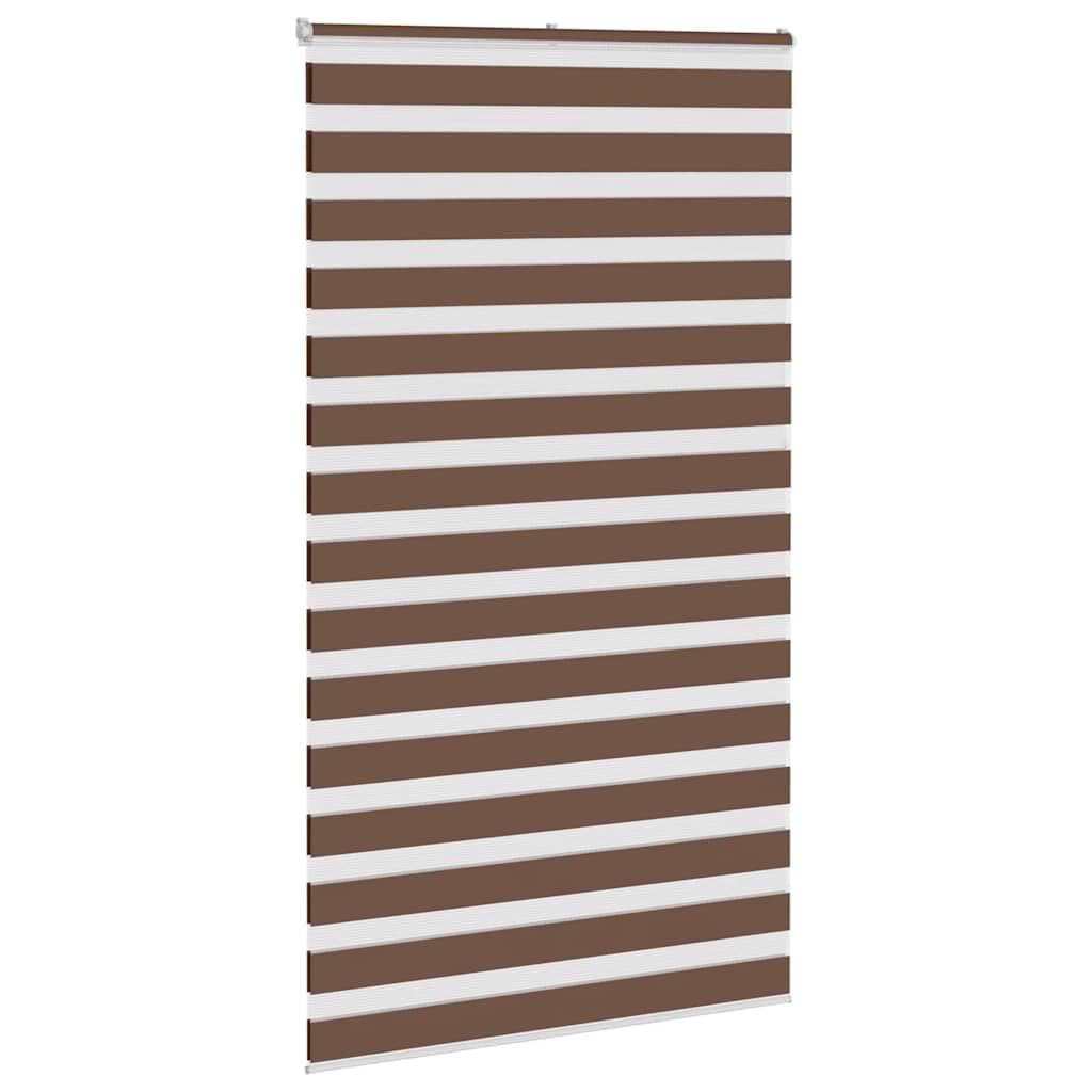 Roleta Zebra Brązowy 130x200 cm Poliester | Szerokość tkaniny 125,9 cm, podwójna warstwa półprzezroczysta i nieprzezroczysta, montaż za pomocą śrub lub bez wiercenia