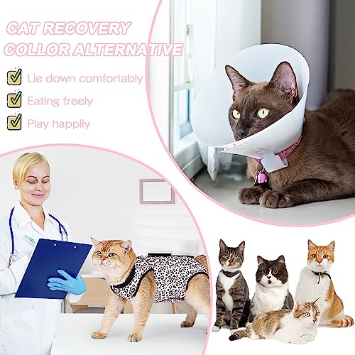 Image of Cat Surgery Recovery Suit Cats Surgical Onesie After Surgery Female Male Cat Post Spay Neuter Bodysuit Anti-Licking Wounds Cat Cone Alternative Pink Leopard /M