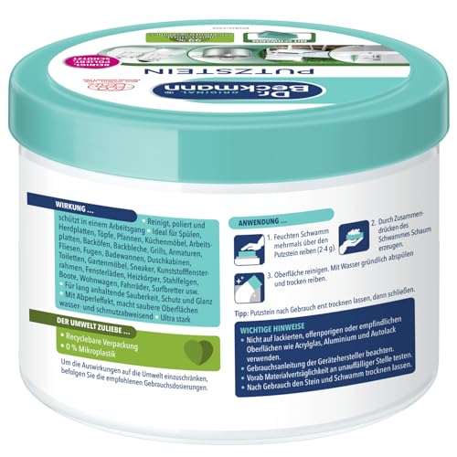 Dr. Beckmann Putzstein | Universalreiniger für den ganzen Haushalt | inkl. Putzschwamm | 550 g