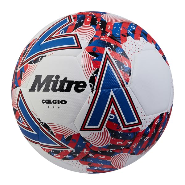 Mitre Calcio Evo 24 Football White Red Blue 30 Panel Ball Size 4