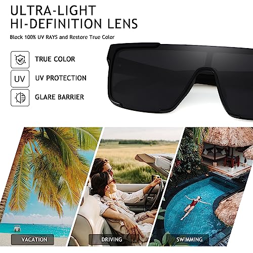 One Piece Sunglasses For Women Men Rimless Oversized TR Frame Polarized Lens For Vacation4
