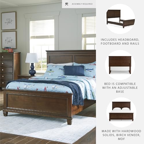 Image of Signature Design by Ashley Danabrin Traditional Queen Panel Bed with Tapered Feet, Foundation or Box Spring Needed, Dark Brown