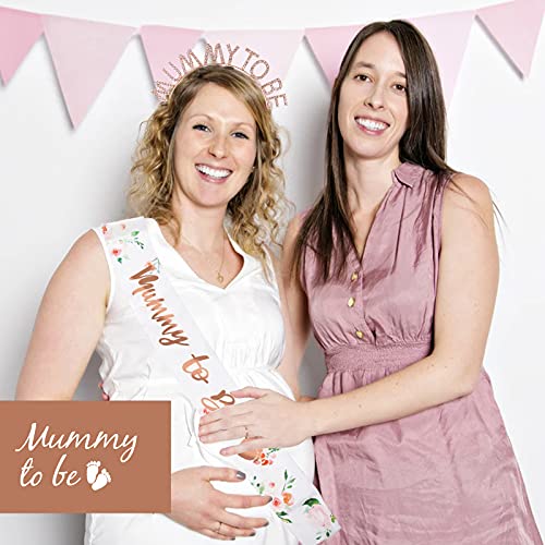 Mummy To Be Sjerp voor baby's, 2 stuks, met kroon, babyshower, feestdecoratie, babyshower, haarsieraad, zwangerschapsdecoratie voor zwangere vrouwen, aanhoudende moeder, cadeau, babyshower, decoratie (roségoud) - Image 6