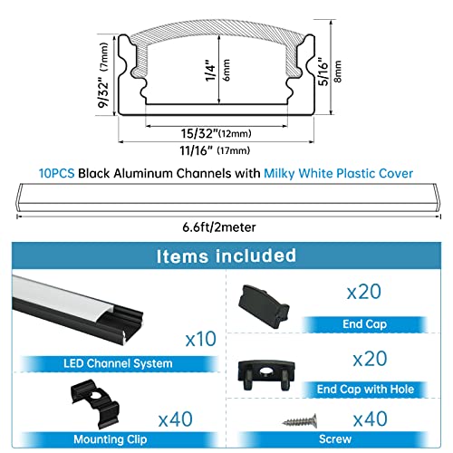 Muzata 10Pack Canal LED 2M con Difusor Blanco Lechoso miniatura 3