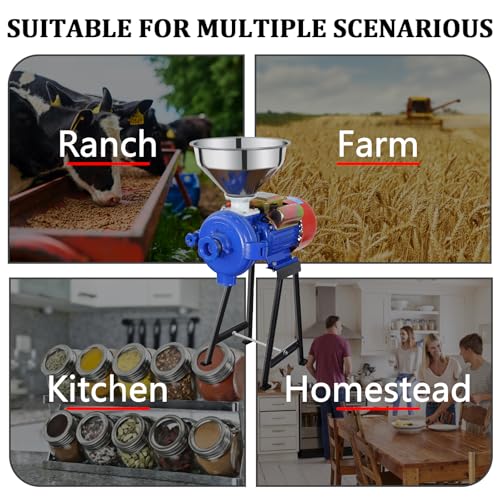 Image of 3000W Electric Grain Mill Grinder Dry Feed Flour Mill | Commercial Corn & SpiceGrinder with Adjustable Thickness, Heavy Duty, Wheat, Rice, Herbs, and Pepper- 110V, Dry Use