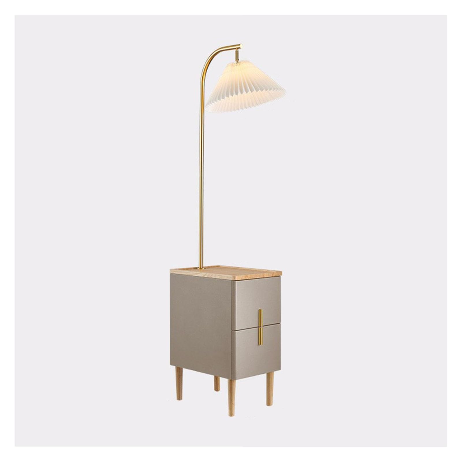 E7v2t9k6 Gris Standard Lamp Side Table With Lamp Combo With Led Bulb, Bedside Reading, Modern End With Floor For Bedroom, Living Room, Office Corner