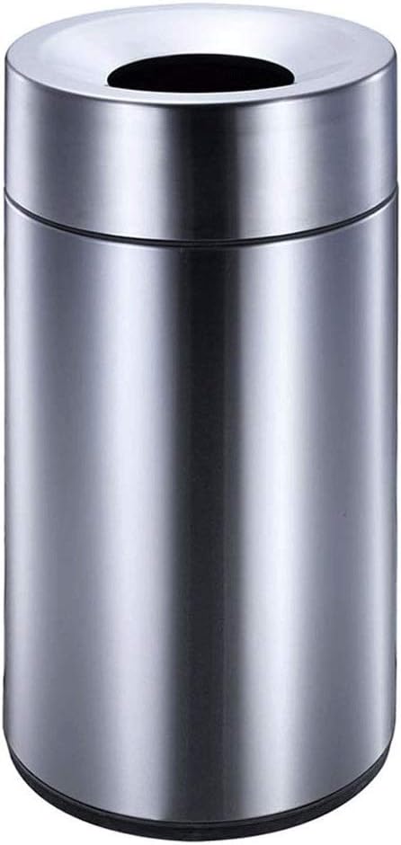 Waste Bins,Trash Can Indoor and Outdoor Trash Cans Open Commercial Heavy-Gauge Stainless Steel Large Trash Can Brushed Stainless Steel Round Trash Can for Mall Hotel Companies Outdoor Recyclibin/a/a