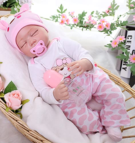 antboat 22 Zoll 55cm Lebensechte Reborn Baby Puppen Mädchen Reborn Baby Silikon Weiches Silikon Neugeborenes… – Bild 8