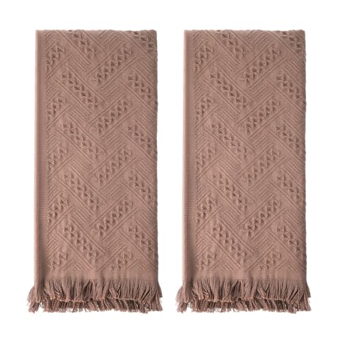 cobee 2Pcs Brown Bathroom Hand Towel, Boho Bathroom Decor, Decorative...