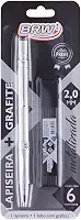 Lapiseira Metalizada Prata + Grafite 2.0mm, BRW