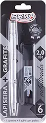 Lapiseira Metalizada Prata + Grafite 2.0mm, BRW
