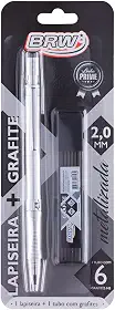 Lapiseira Metalizada Prata + Grafite 2.0mm, BRW
