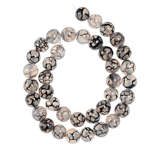 Natural Stone Beads 8mm Black White Dragon Vein Stone Round Loose Beads Crystal Energy Stone Healing Power for Jewelry Making DIY,1 Strand 15