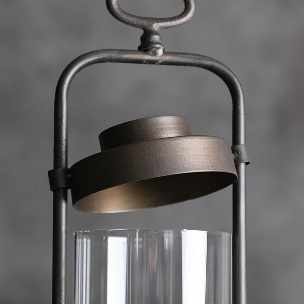 Kerzenhalter für Adventskranz, Kerzenständer Dekorative Laterne Im Schmiedeeisen-Stil, Transparent, Gerade Glasabdeckung, Kerzenhalter, Zuhause, Retro-Ornamente Heim-Party-Dekoration(6.69*5.51*19.69in
