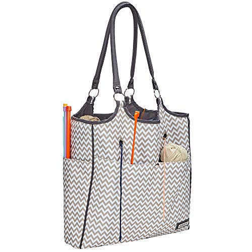 HOMEST Yarn Storage Tote, Tangle Free with 4 Oversized Grommets, Knitting and Crochet Organizer, Large Craft Supplies Bag with Drawstring Closure, Ripple (Patent Pending)