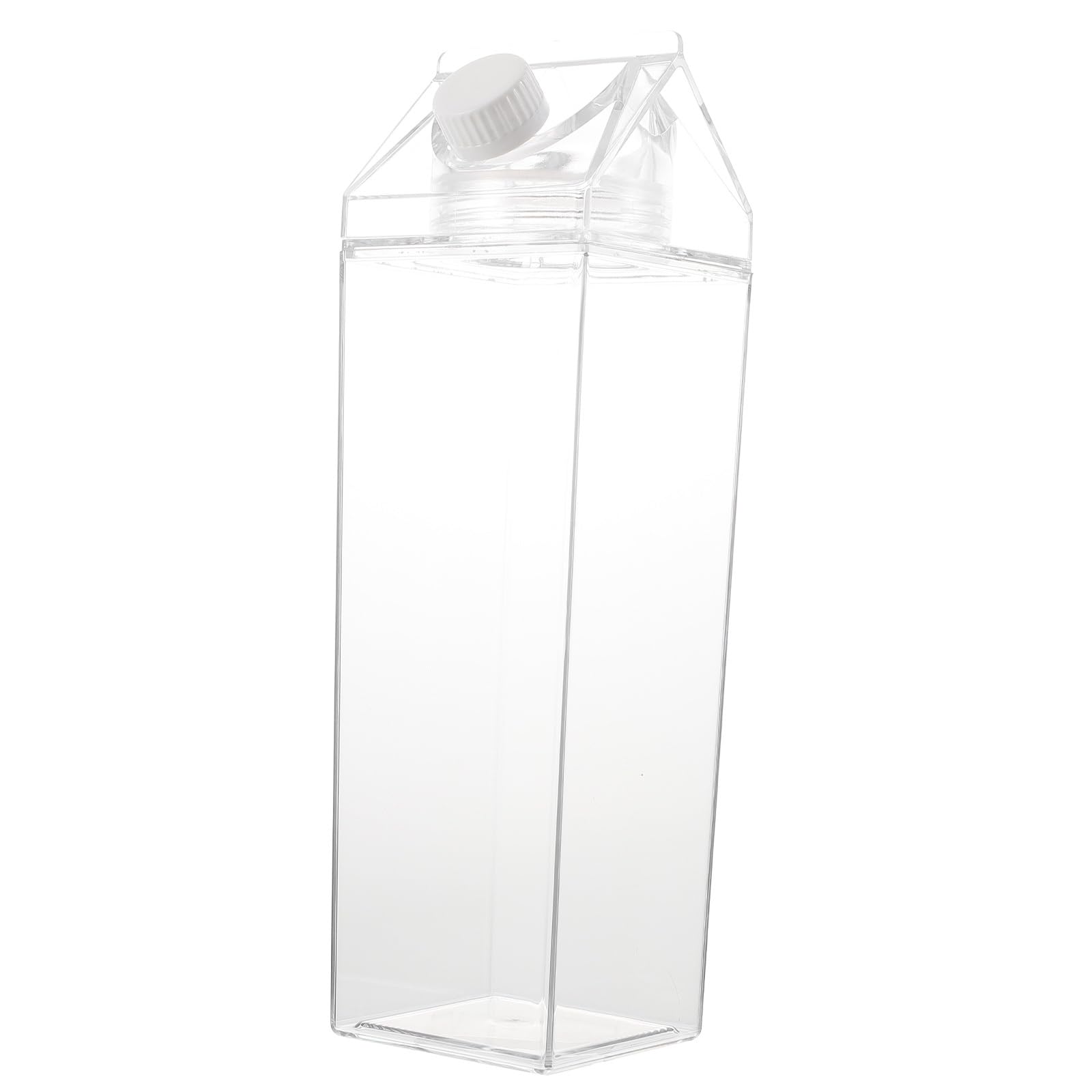 Cabilock Bouteille transparente en forme de maison 1000 ml avec couvercle anti-fuite pour lait, jus et boissons froides, idéale pour le bureau, le fitness et l'extérieur