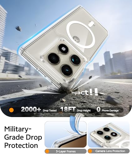 Image of FNTCASE for Motorola Razr Fold Case: [Hinge Protection] Anti Yellowing Transparent Clear Phone Cover [Fit for Magsafe] Military Grade Shockproof Protective Cases
