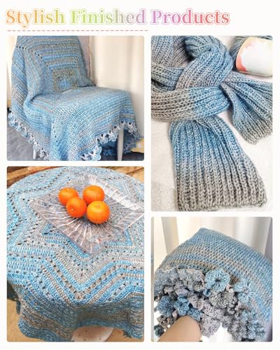 Image of Coopay Yarn for Crocheting Knitting, Gradient Cake Yarns, 2 x 3.53oz - 240yds - 50% Cotton 50% Acrylic Ombre Yarns, Crochet Yarn for Blankets, Shawls, Scarves (101 Sea Blue)