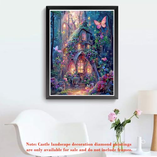 Image of HASTHIP DIY 5D Diamond Painting Kit for Adult, Dreamy Magic Forest Castle Full Drill Art Paint by Number, No Frame Full Drill Rhinestone Craft for Home Wall Decor Gifting, 30x40cm