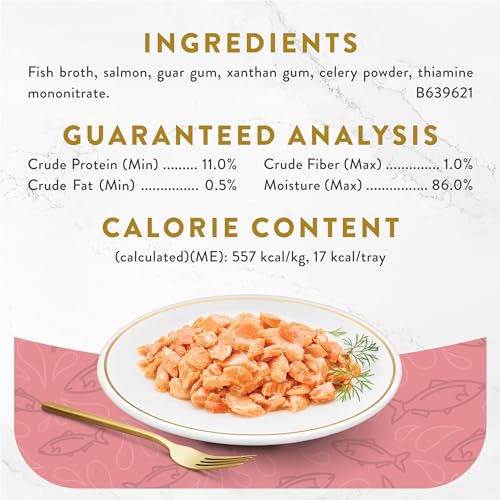 Purina Fancy Feast Appetizers Alaskan Salmon Food Topper, 10 Ct, 1.1 oz | Grain free lickable, flaked wild-caught fish complement in a delicate broth, served in a convenient peel-and-serve tray - image 5