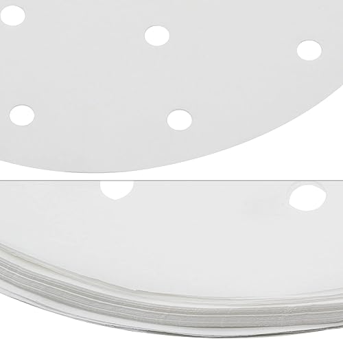 Miniatura 3 de 100 piezas de papel de bola de masa de bambú de papel vaporizador de 8 pulgadas con agujeros, papel pergamino para freír al aire, hornear