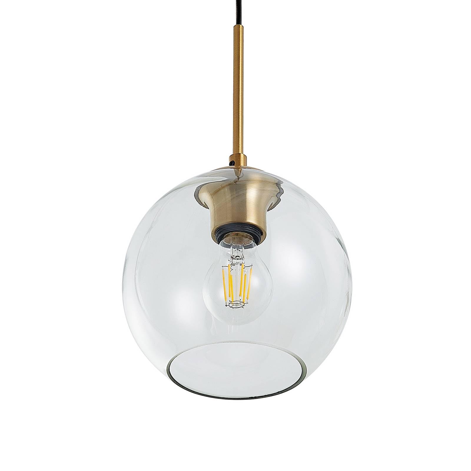 Lindby lámpara colgante en latón, transparente, luminaria suspendida | e27, 3 bombillas, moderno, vidrio para sala de estar, salón, comedor