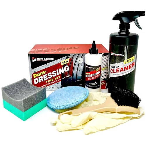 Dura-Dressing XL Total Tire Kit - Double Size Car Kit - Tire Dressing, Cleaning and Restoration Kit for Cars - High Gloss Coating to Renew and Protect Your Tires - Made in USA