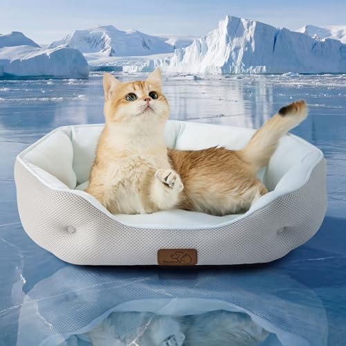 Bedsure Cooling Small Dog Bed, Round Washable, 20Inch Arctic Cool...