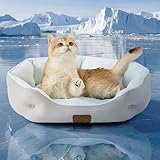 Bedsure Cooling Dog Beds for Small Dogs - Round Cat Beds for Indoor Cats, Washable Pet Bed for Puppy and Kitten with Slip-Resistant Bottom, 20 Inches, Arctic Cooling Blue