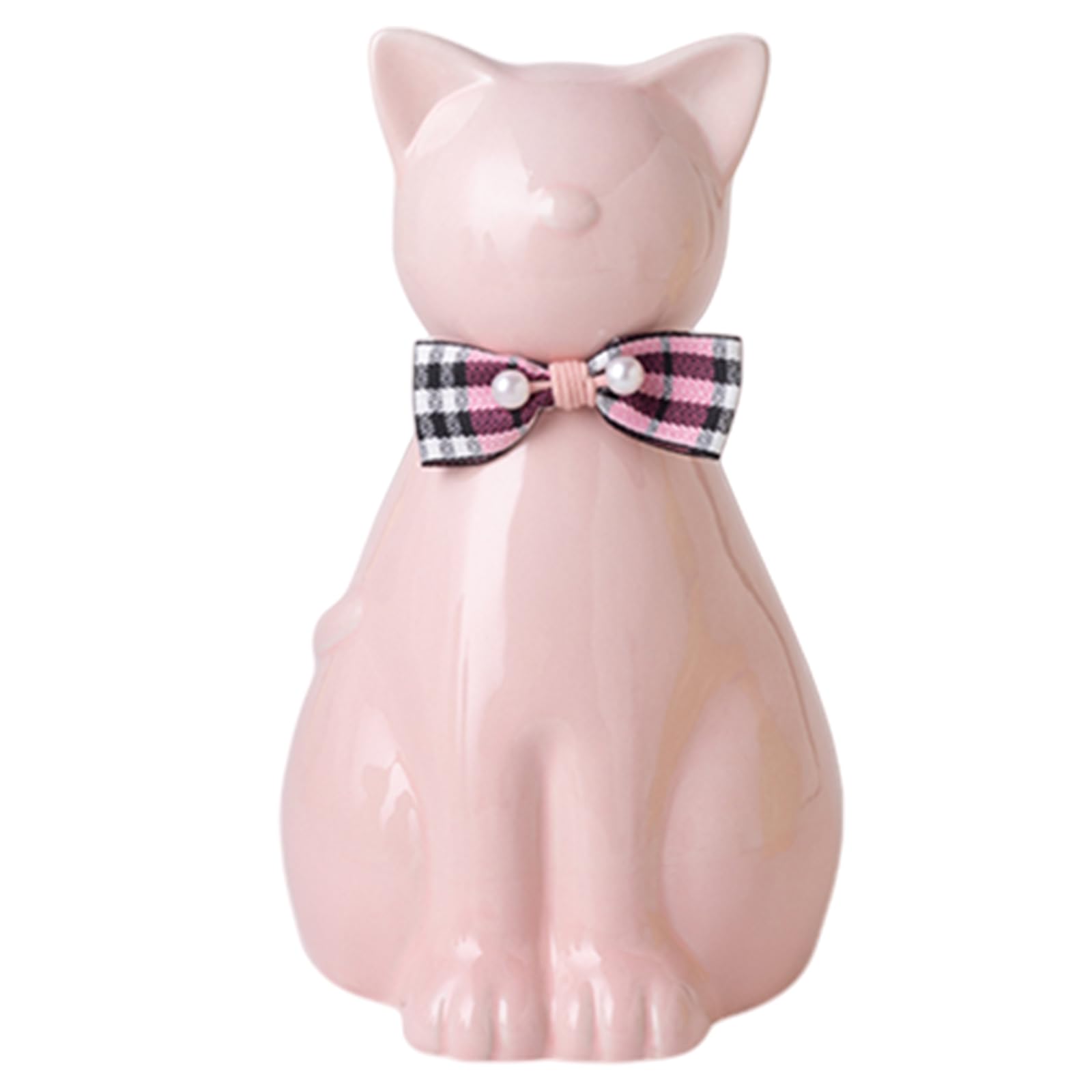 Urna in Ceramica Artigianale per Ceneri di Gatto, Statua Funerale Memoriale per Animali Domestici (Rosa)